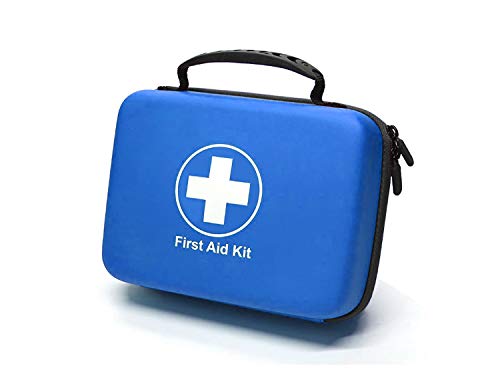 SHBC Kit de Primeros Auxilios (228 Piezas) Compacto Diseñado para Cuidados Familiares de Emergencia. Carcasa de EVA a Prueba de Agua. Esta Bolsa es Ideal para el Coche, Barco, Camping, Oficina. Azul