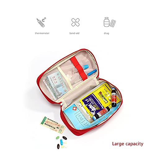 XINGSUI 1 bolsa de primeros auxilios de seguridad vacía, kit de primeros auxilios de viaje portátil, mini bolsa médica, bolsa de almacenamiento de paquetes de medicamentos vacía (roja)