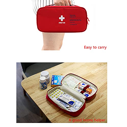 XINGSUI 1 bolsa de primeros auxilios de seguridad vacía, kit de primeros auxilios de viaje portátil, mini bolsa médica, bolsa de almacenamiento de paquetes de medicamentos vacía (roja)