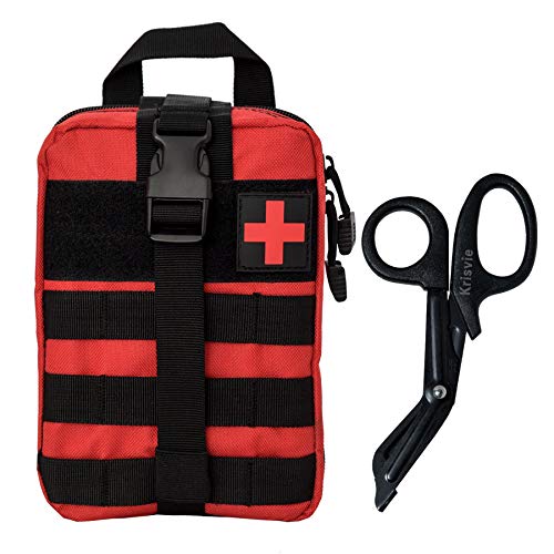 KrisVie Tactical EMT Medical - Bolsa de nailon 1000D con parche de primeros auxilios (Rojo)