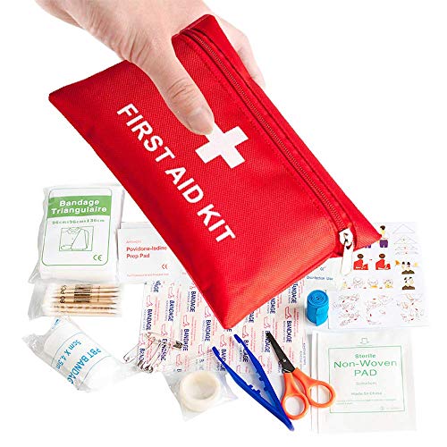 Botiquín Primeros Auxilios,Kits de Supervivencia de Emergencia Mini Primeros Auxilios 108 Pack Bolsa de Supervivencia Médica Incluye Tabletas de Vendaje Bastoncillos para Viajes